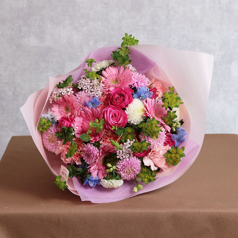 母の日おすすめ ピンクメインふんわりブーケ – ますかわ花店
