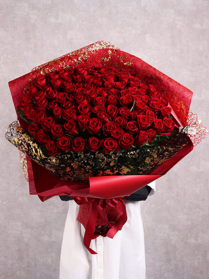赤バラ100本の花束