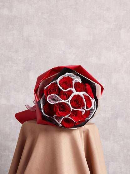 赤バラ12本の花束 アクセサリー入り