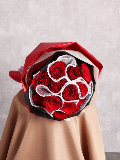 赤バラ12本の花束 アクセサリー入り