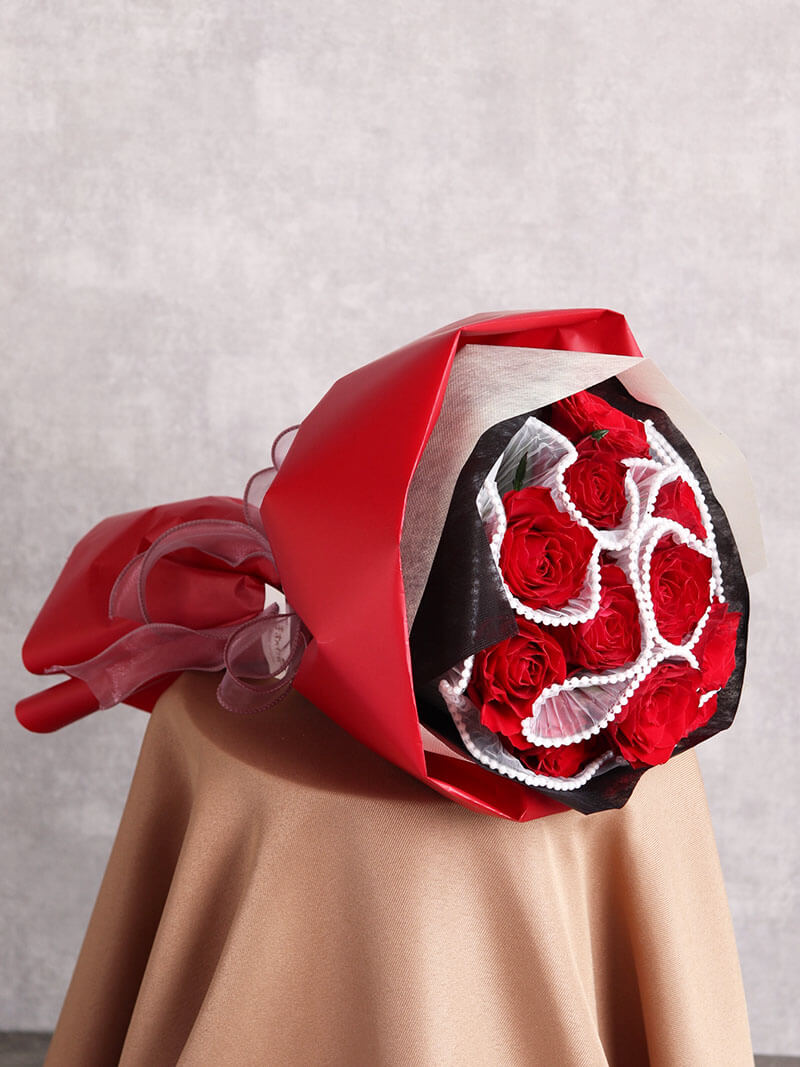 赤バラ12本の花束 アクセサリー入り