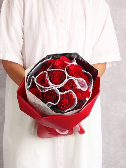 赤バラ12本の花束 アクセサリー入り