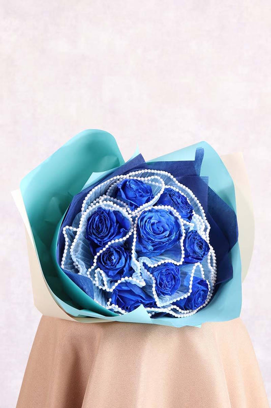 青バラ12本の花束 アクセサリー入り