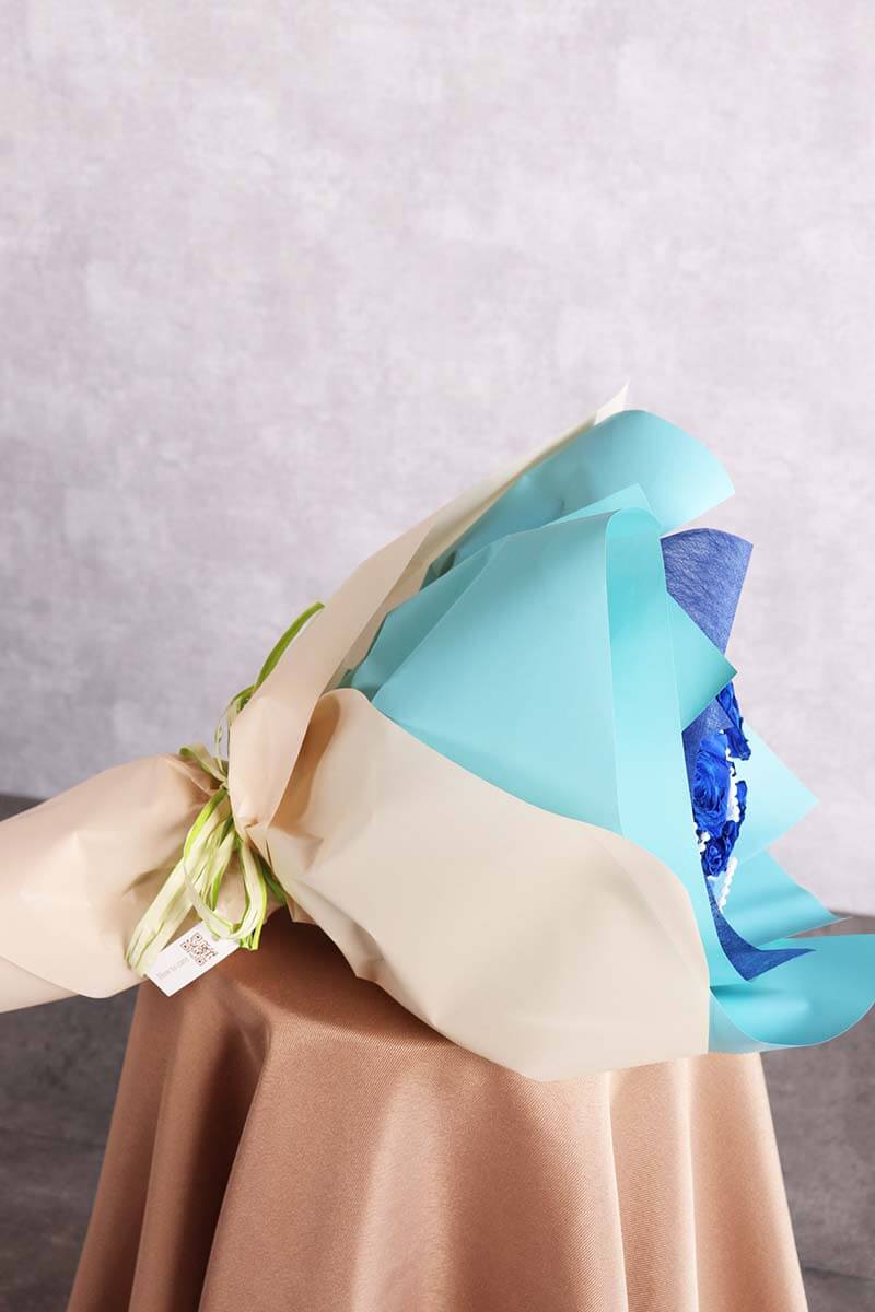 青バラ12本の花束 アクセサリー入り