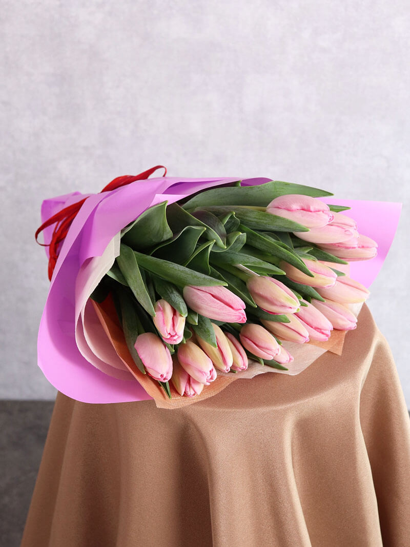 ピンクチューリップ20本の花束