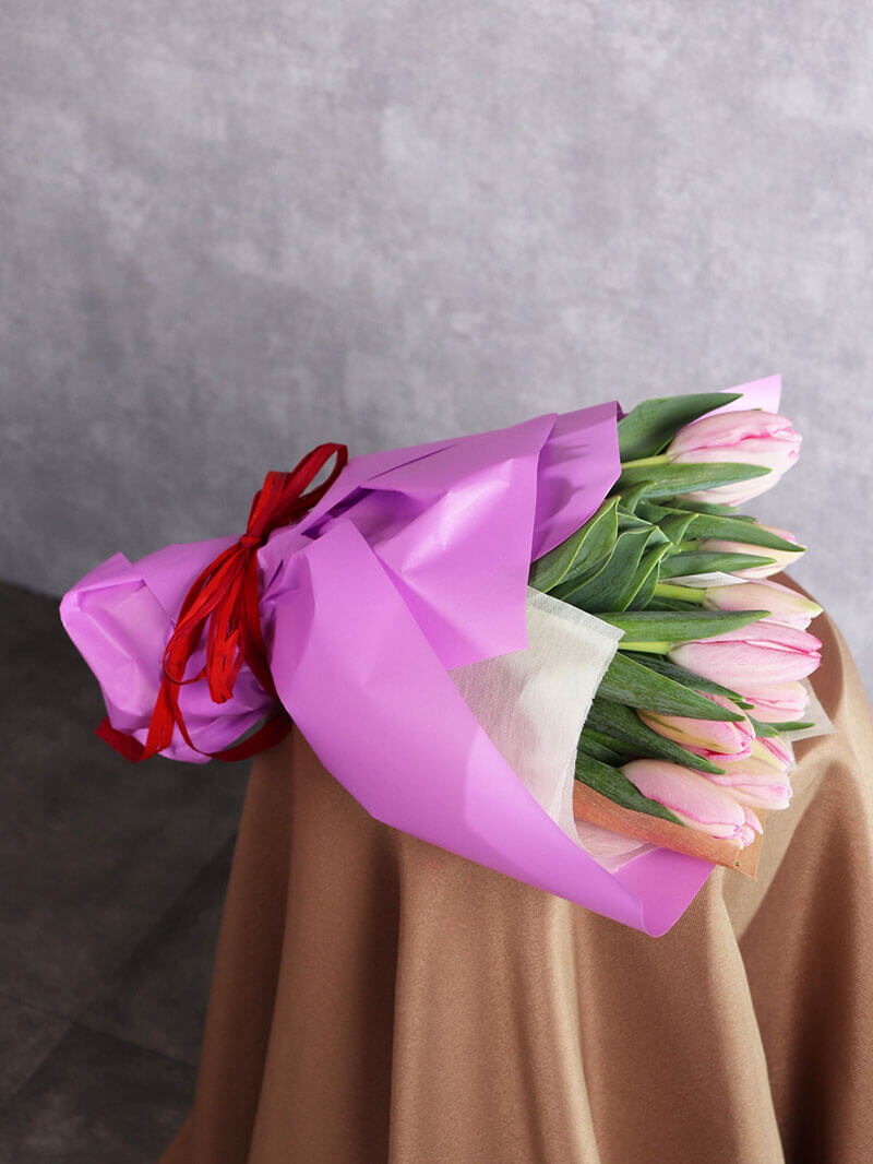 ピンクチューリップ20本の花束