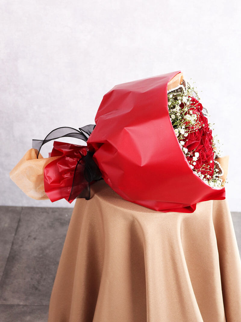 赤バラ20本(かすみ草入り）の花束