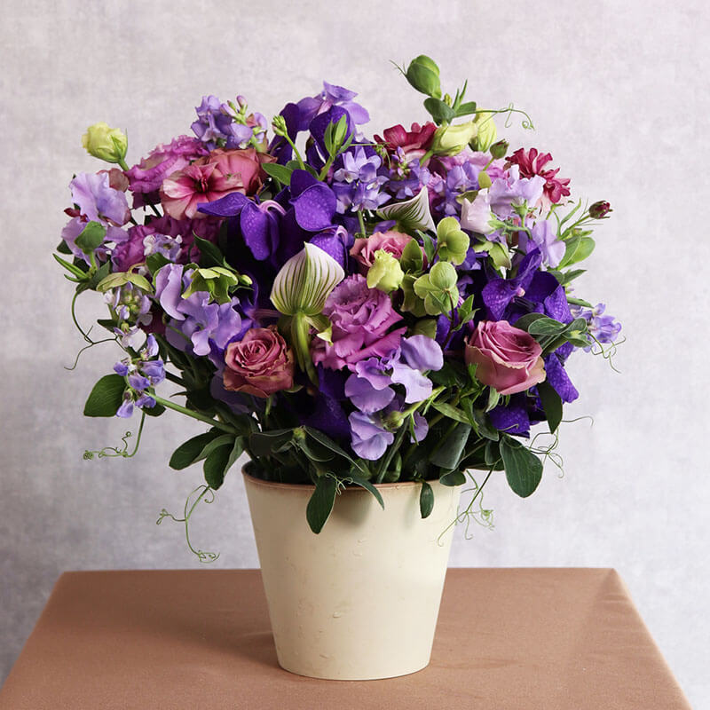 喜寿 古希お祝いおすすめ むらさき系アレンジ