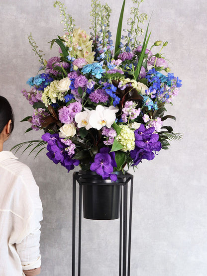 ブルー&パープル系　おまかせスタンド花