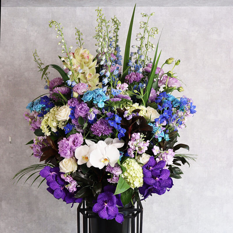 ブルー&パープル系　おまかせスタンド花