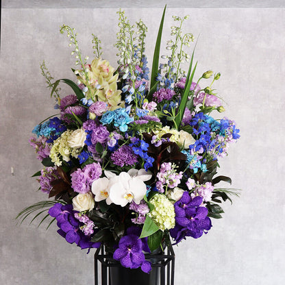 ブルー&パープル系　おまかせスタンド花
